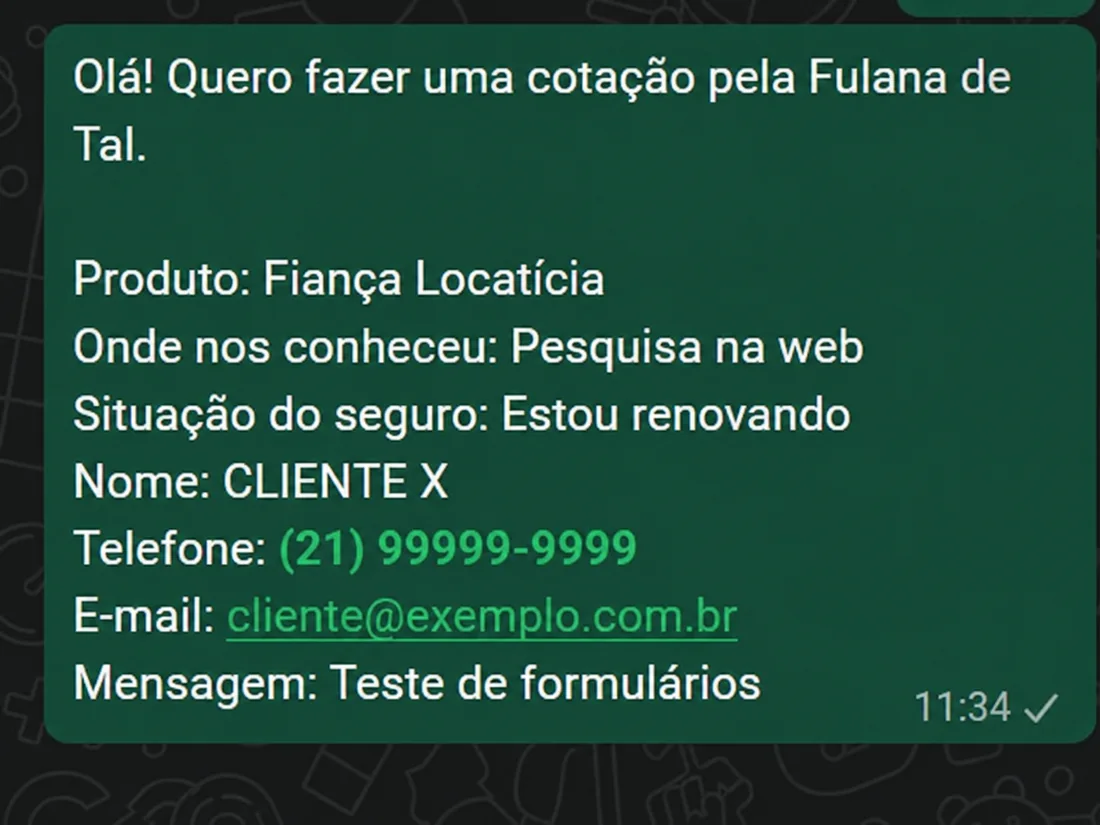 Cliente direcionado ao WhatsApp com mensagem pronta