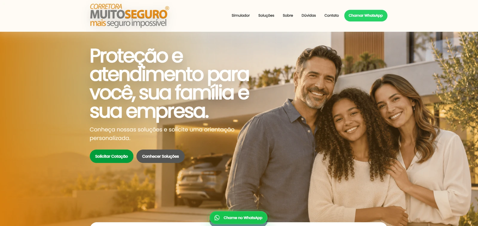 Visual real do projeto Site Expert atual, aplicado à Muito Seguro